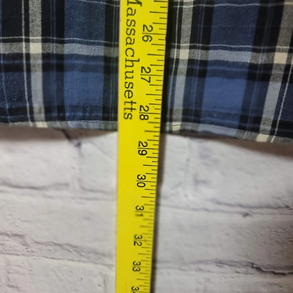 American Eagle Slim Fit Plaid Flannel Shirt Mens Large Blue Black Long‎ Sleeve L